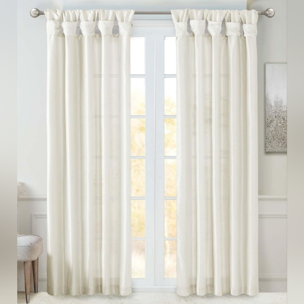 NEW White TopKnot Curtains 2 panels